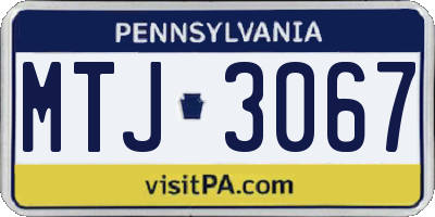 PA license plate MTJ3067