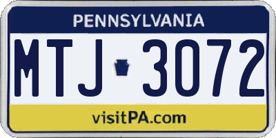 PA license plate MTJ3072