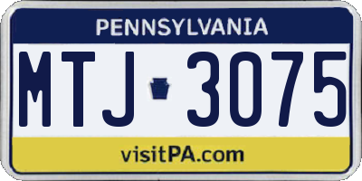 PA license plate MTJ3075