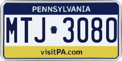 PA license plate MTJ3080