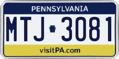 PA license plate MTJ3081