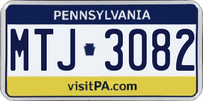 PA license plate MTJ3082