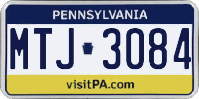 PA license plate MTJ3084