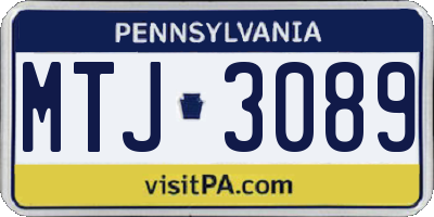PA license plate MTJ3089