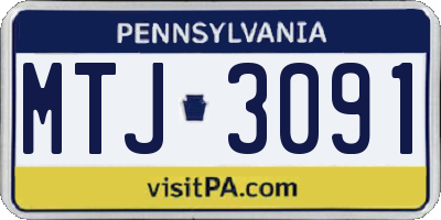 PA license plate MTJ3091