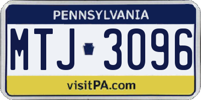 PA license plate MTJ3096