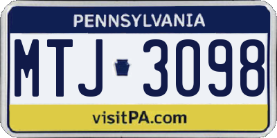 PA license plate MTJ3098