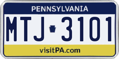 PA license plate MTJ3101