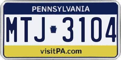 PA license plate MTJ3104