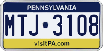 PA license plate MTJ3108