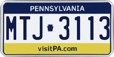 PA license plate MTJ3113