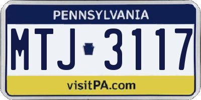 PA license plate MTJ3117