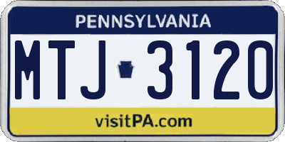 PA license plate MTJ3120