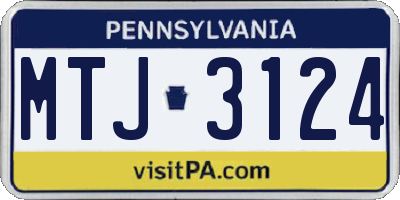 PA license plate MTJ3124