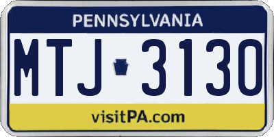 PA license plate MTJ3130