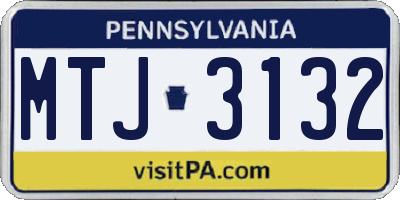 PA license plate MTJ3132