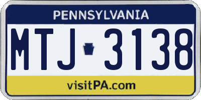PA license plate MTJ3138