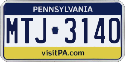 PA license plate MTJ3140