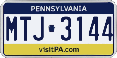 PA license plate MTJ3144