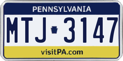 PA license plate MTJ3147