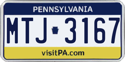 PA license plate MTJ3167