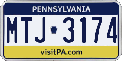 PA license plate MTJ3174
