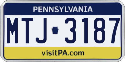 PA license plate MTJ3187