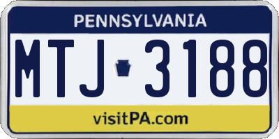 PA license plate MTJ3188