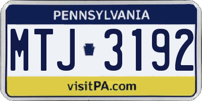 PA license plate MTJ3192