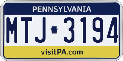 PA license plate MTJ3194