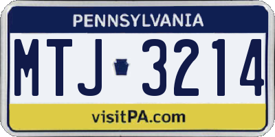 PA license plate MTJ3214