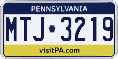 PA license plate MTJ3219