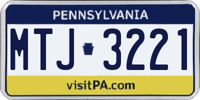 PA license plate MTJ3221