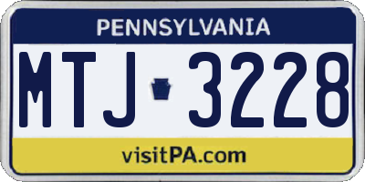 PA license plate MTJ3228