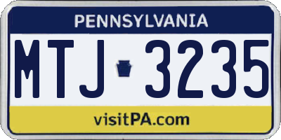 PA license plate MTJ3235