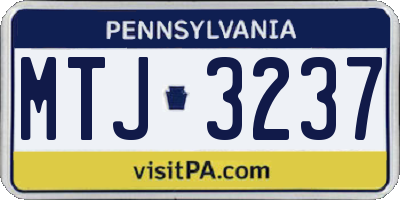 PA license plate MTJ3237