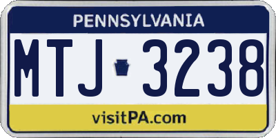 PA license plate MTJ3238