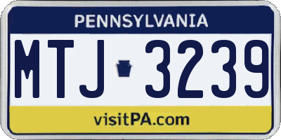 PA license plate MTJ3239
