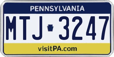 PA license plate MTJ3247