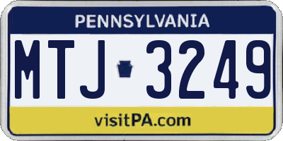 PA license plate MTJ3249