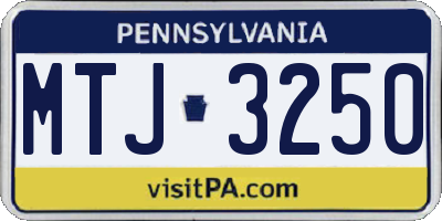 PA license plate MTJ3250