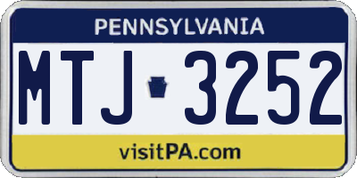 PA license plate MTJ3252