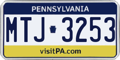 PA license plate MTJ3253