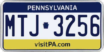 PA license plate MTJ3256
