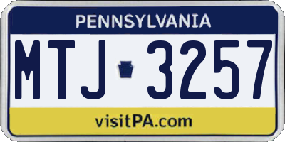 PA license plate MTJ3257