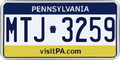 PA license plate MTJ3259