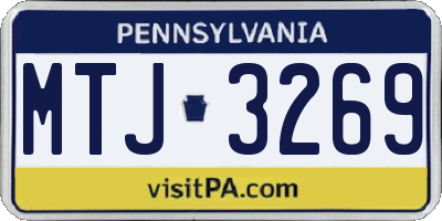 PA license plate MTJ3269