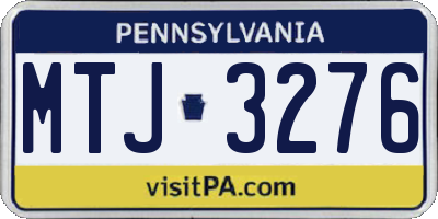 PA license plate MTJ3276
