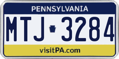 PA license plate MTJ3284