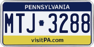 PA license plate MTJ3288